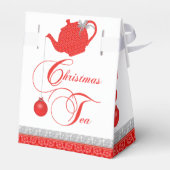 Kerst Tea Party Rode Kant Theepot Bedankdoosjes (Achterkant)