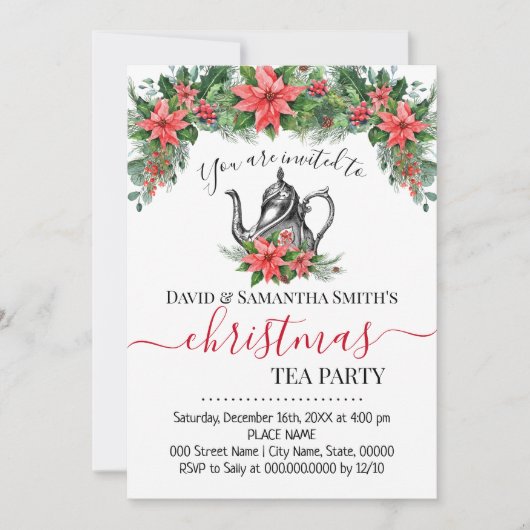 Kerst Tea Party Vakantie Tea Party Feestdagenkaart (Voorkant)