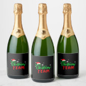 Kerst Team Grappige Familie Bijpassend Gift Sparkling Wijnetiket (Flessen)