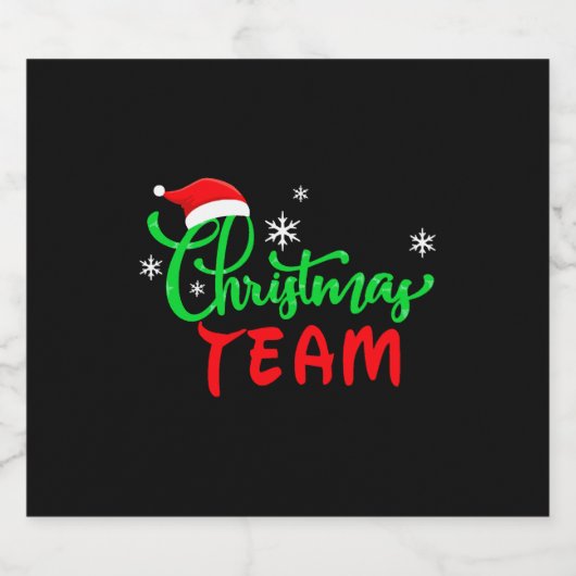 Kerst Team Grappige Familie Bijpassend Gift Sparkling Wijnetiket (Enkel label)