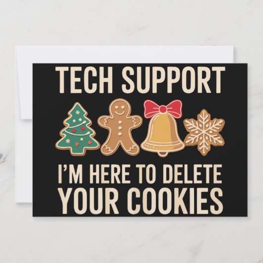 Kerst Tech Ondersteuning Hier Om Cookies Te Verwij Feestdagenkaart (Voorkant)