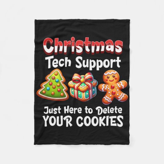 Kerst Tech Ondersteuning Hier Om Cookies Te Verwij Fleece Deken (Voorkant)