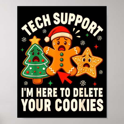 Kerst Tech Ondersteuning Hier Om Cookies Te Verwij Poster (Voorkant)