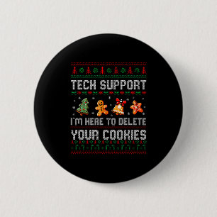 Kerst Tech Ondersteuning Hier Om Cookies Xmas Te V Ronde Button 5,7 Cm