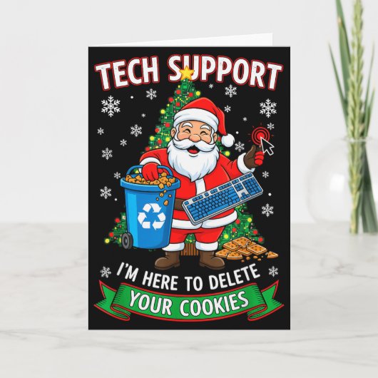 Kerst Tech Ondersteuning Hier Om Grappige Cookie T Kaart (Voorkant)
