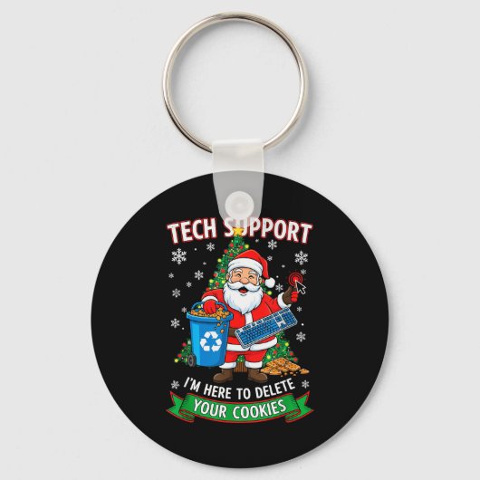 Kerst Tech Steun Hier Om Grappige Cookie Te Verwij Sleutelhanger (Voorkant)