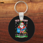 Kerst Tech Steun Hier Om Grappige Cookie Te Verwij Sleutelhanger (Voorkant)