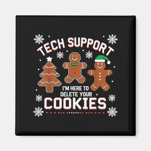 Kerst Tech Support Hier Om Cookies Te Verwijderen Magneet (Voorkant)