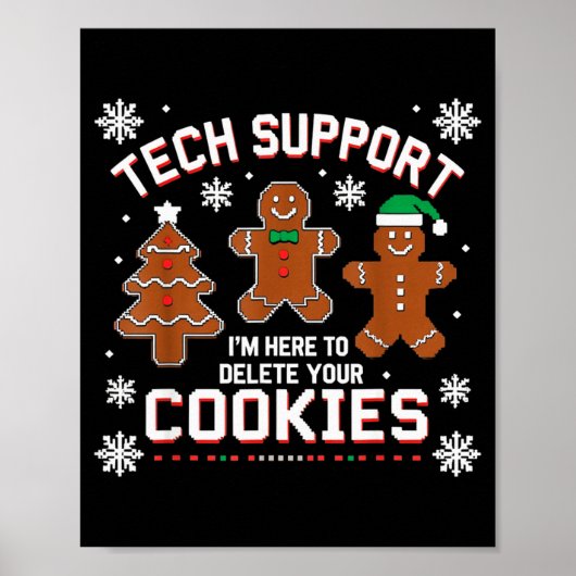 Kerst Tech Support Hier Om Cookies Te Verwijderen Poster (Voorkant)