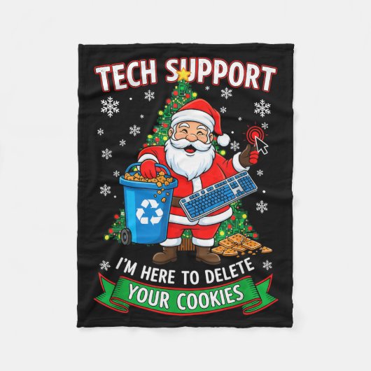 Kerst Tech Support Hier Om Grappige Cookie Te Verw Fleece Deken (Voorkant)