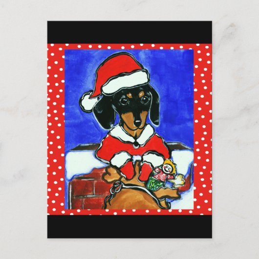 Kerst Teckel Feestdagenkaart (Voorkant)