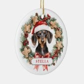 Kerst teckel hond keramische cirkel Ornament (Rechts)