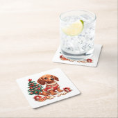 Kerst teckel hond vakantie koekjes kartonnen onderzetters (Insitu)