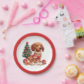 Kerst teckel hond vakantie koekjes papieren bordje (Feest)