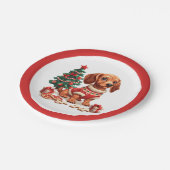 Kerst teckel hond vakantie koekjes papieren bordje (Gekanteld)