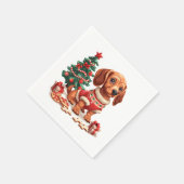 Kerst teckel hond vakantie koekjes servet (Hoek)