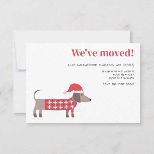 Kerst Teckel Hond Verhuisaankondiging Aankondiging (Voorkant)