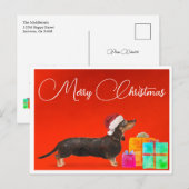 Kerst Teckel Hond Vrolijk Kerstfeest Briefkaart (Voorkant / Achterkant)