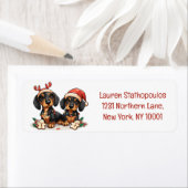 Kerst teckel honden etiket (Insitu)