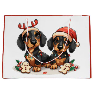 Kerst teckel honden groot cadeauzakje