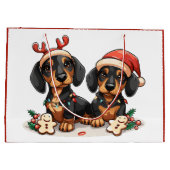 Kerst teckel honden groot cadeauzakje (Achterkant)
