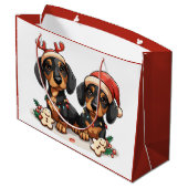 Kerst teckel honden groot cadeauzakje (Achterkant Gekanteld)