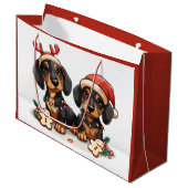 Kerst teckel honden groot cadeauzakje (Voorkant Gekanteld)