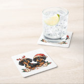 Kerst teckel honden kartonnen onderzetters (Insitu)