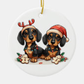 Kerst teckel honden keramisch ornament (Voorkant)