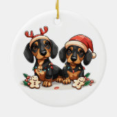 Kerst teckel honden keramisch ornament (Achterkant)