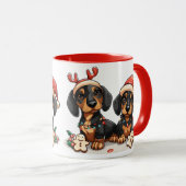 Kerst teckel honden mok (Voorkant rechts)