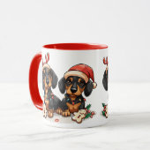 Kerst teckel honden mok (Voorkant links)