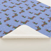 Kerst teckel rendier Schattige patroon Sherpa Deken (3/4)