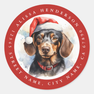 Kerst Teckel Ronde Stickers