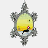 kerst teckel tin sneeuwvlok ornament (Links)