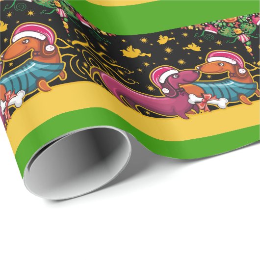 Kerst Teckels Wrapping Paper - SRF Cadeaupapier (Rol Hoek)
