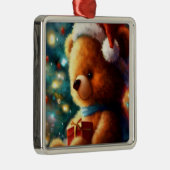 Kerst Teddy Bear 3 Metalen Ornament (Rechts)