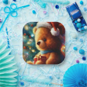 Kerst Teddy Bear 3 Papieren Bordje (Feest)