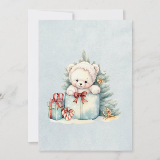 Kerst Teddy Bear Baby shower Kaart (Achterkant)