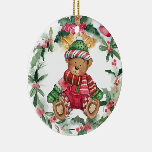 Kerst Teddy Bear Ceramic Ornament (Rechts)