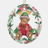 Kerst Teddy Bear Ceramic Ornament (Links)