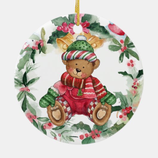 Kerst Teddy Bear Ceramic Ornament (Achterkant)