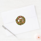 Kerst Teddy Bear krans Ronde Sticker (Envelop)