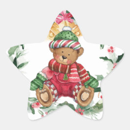 Kerst Teddy Bear Star Sticker