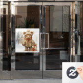 Kerst Teddy Bear Venster Cling Raamsticker (Kantoordeur)