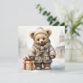 Kerst Teddy Bear Wenskaart Feestdagenkaart (Staand voorkant)
