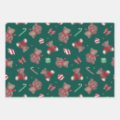 Kerst Teddy Bears Baubles Bows Inpakpapier Vel (Voorkant 3)