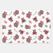 Kerst Teddy Bears Baubles Bows Inpakpapier Vel (Voorkant)