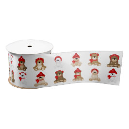 Kerst Teddy Bears Winter Petten Satijnen Lint