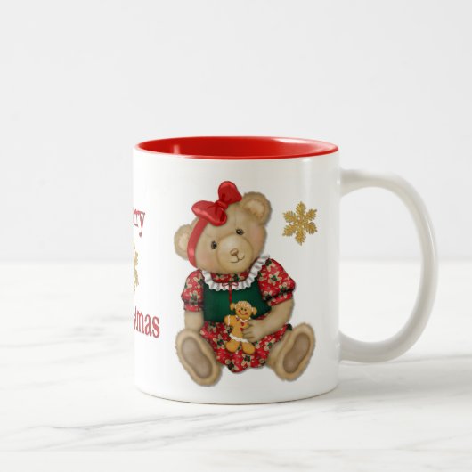 Kerst Teddy Beer - Meisje Tweekleurige Koffiemok (Rechts)